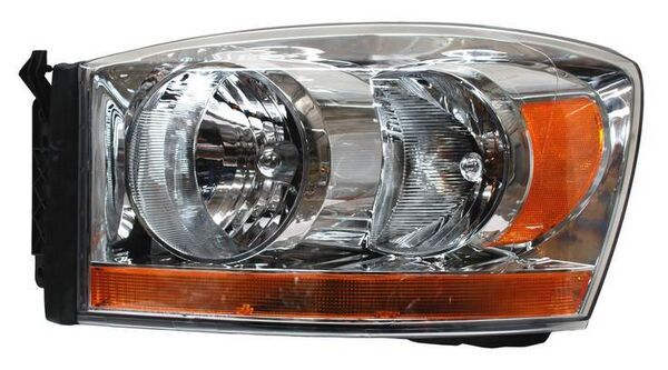 FARO DODGE PU 06-08 C/FRANJA AMBAR FONDO CROMADO TYC 724 IZQ