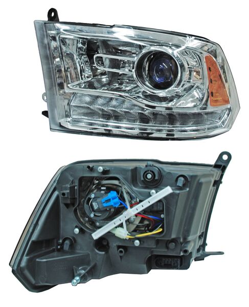 FARO DODGE PU 13-15 FONDO CROMADO C/LUZ DE DIA TYC1 IZQ