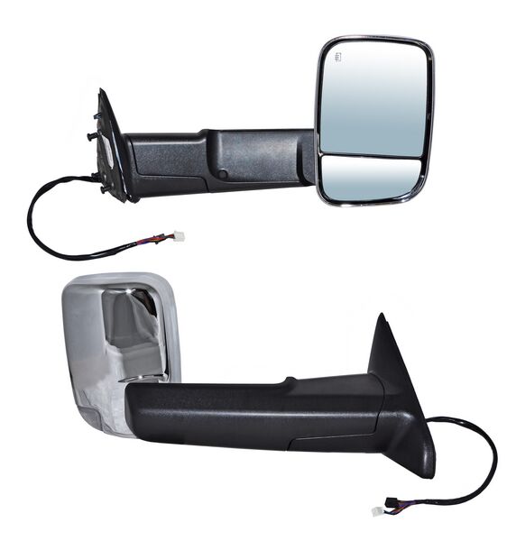 ESPEJO DODGE PU 13-16 1500/2500/3500/4000 ELECT CROM TELESCOPICO C/LUZ INF C/DIRECC C/DESEMP C/MEM 14 PINES BBB DER